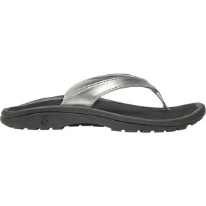 Olukai Kulapa Kai Girls Flip Flops - Silver/Black
